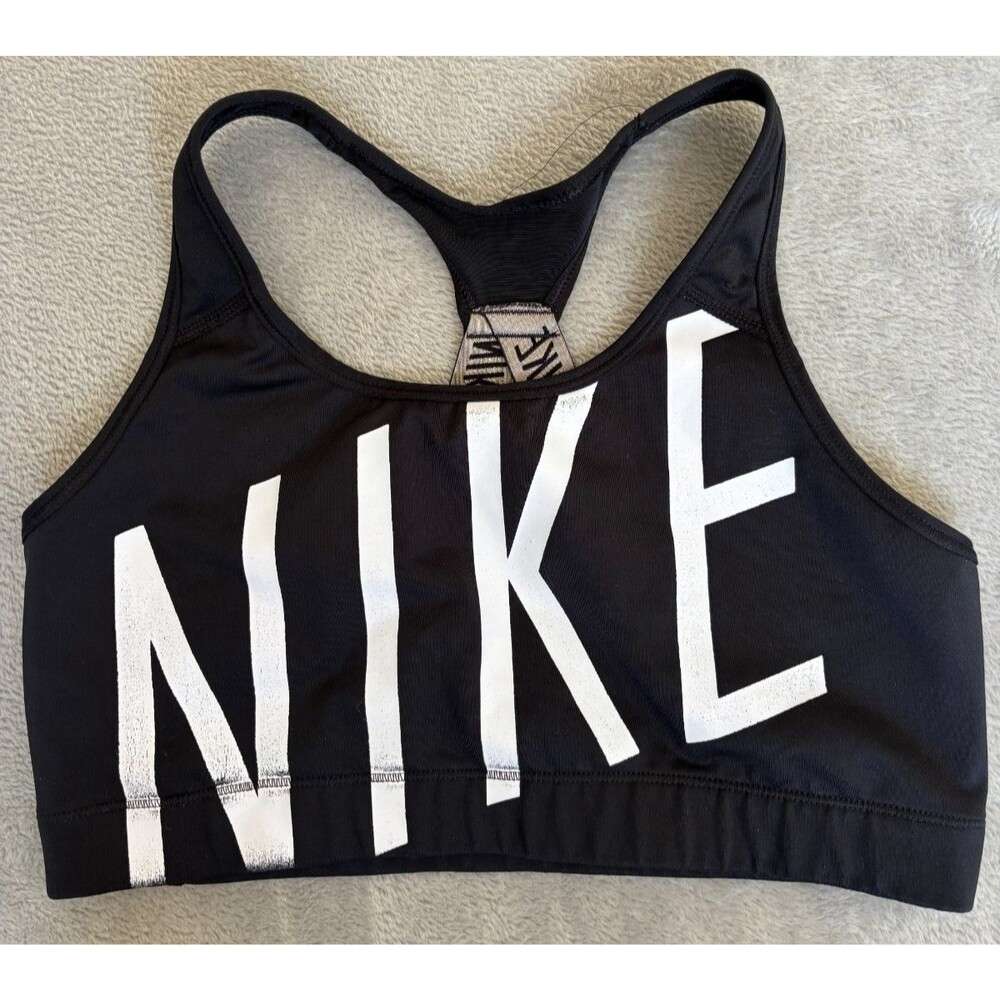 Nike Sports Bra Womens XL Black Logo Racerback Medium Support